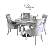 Arianna Round Marble Top Dining Table with 4 Belvedere Chairs - Pendle Village Furniture